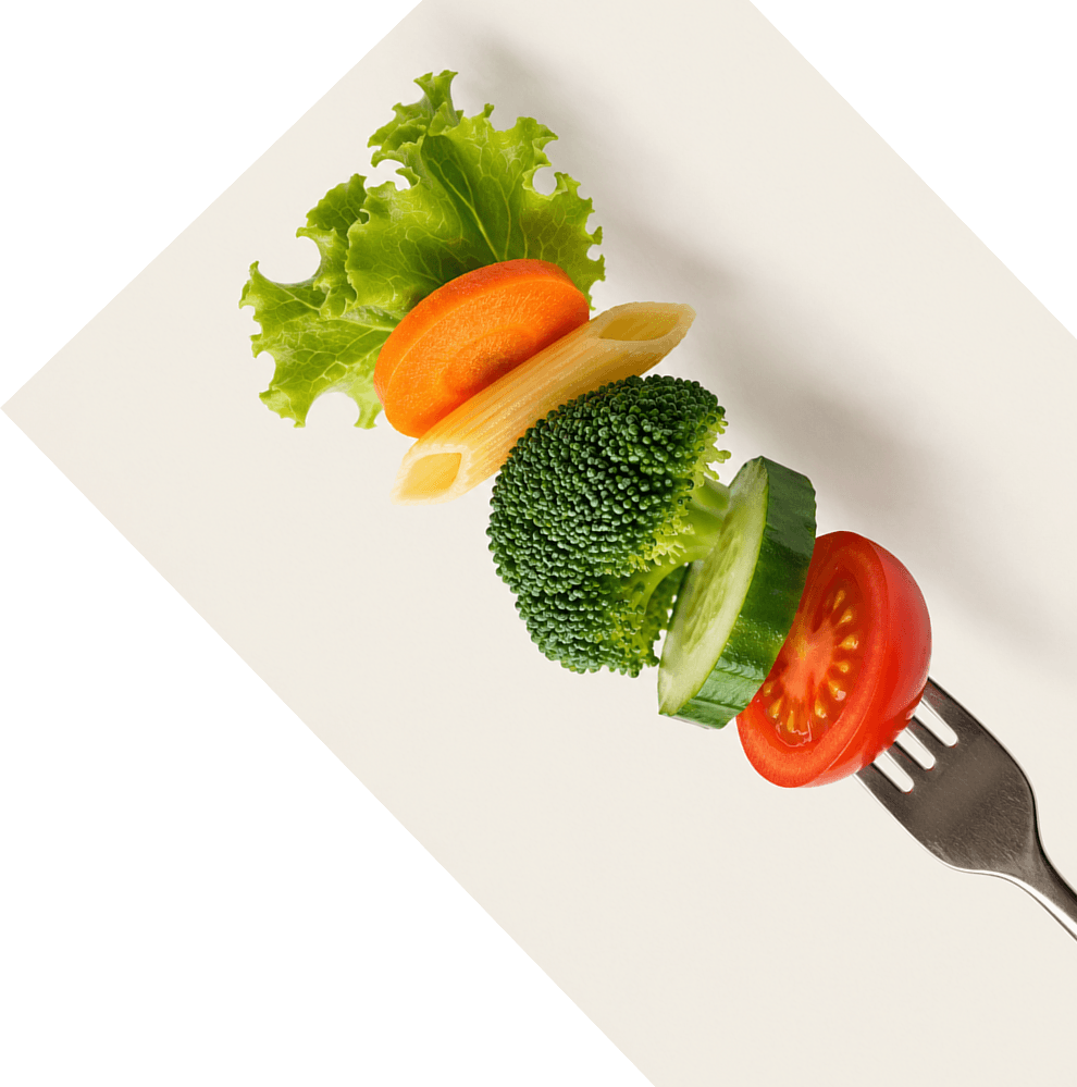 FAQ fresh vegetables on a fork
